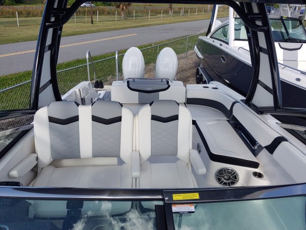 A bow rider is a boat with an open bow area where there are extra seats in front of the windshield.  Bow riders are typically between 17' and 30'long. They are well suited for many recreational water sports such as tubing, water skiing, and swimming.