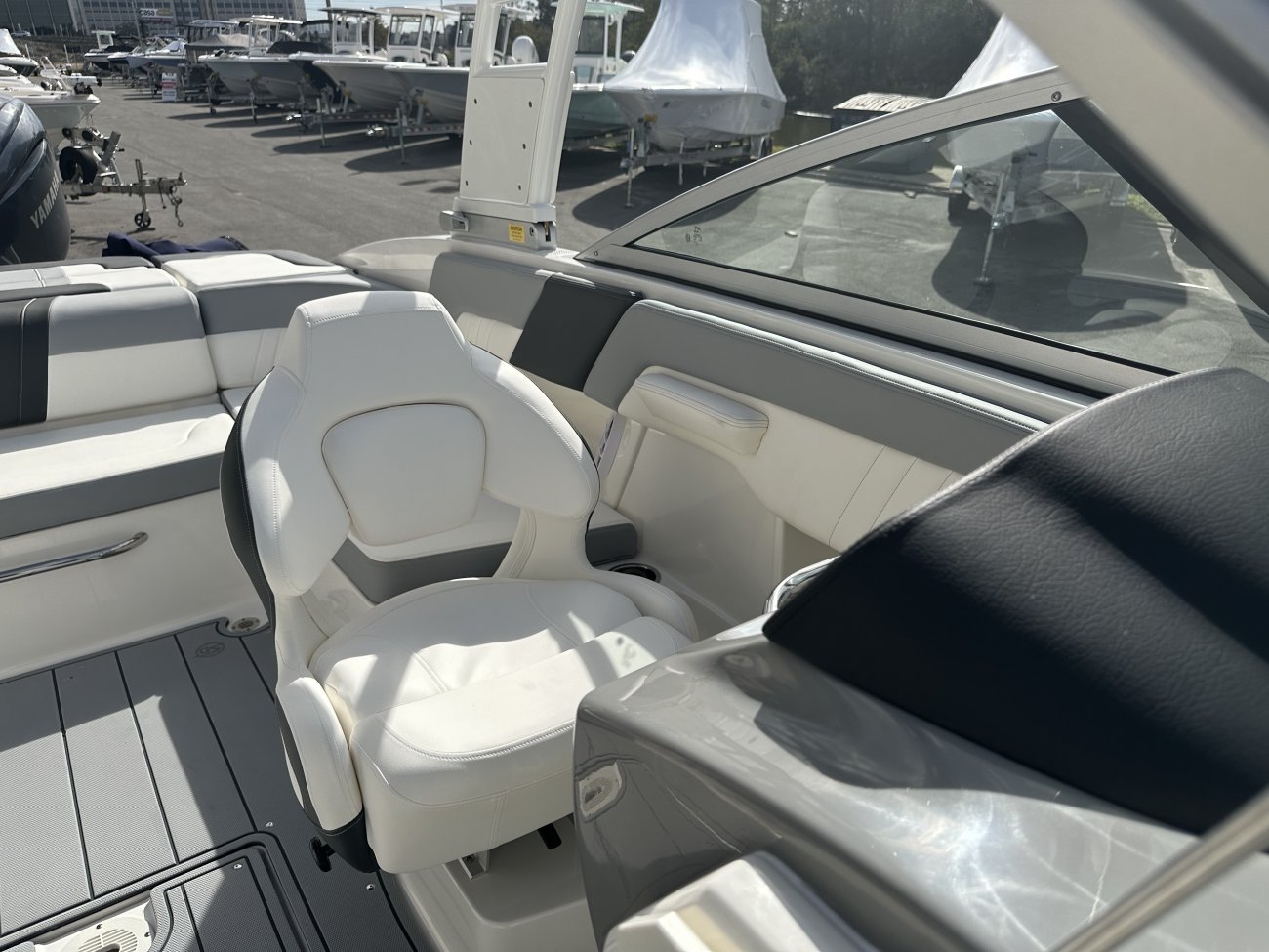 A bow rider is a boat with an open bow area where there are extra seats in front of the windshield.  Bow riders are typically between 17' and 30'long. They are well suited for many recreational water sports such as tubing, water skiing, and swimming.