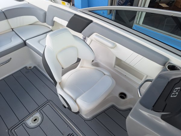 A bow rider is a boat with an open bow area where there are extra seats in front of the windshield.  Bow riders are typically between 17' and 30'long. They are well suited for many recreational water sports such as tubing, water skiing, and swimming.
