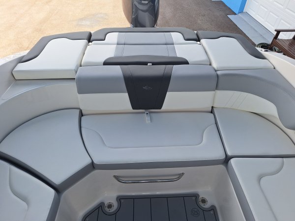 A bow rider is a boat with an open bow area where there are extra seats in front of the windshield.  Bow riders are typically between 17' and 30'long. They are well suited for many recreational water sports such as tubing, water skiing, and swimming.